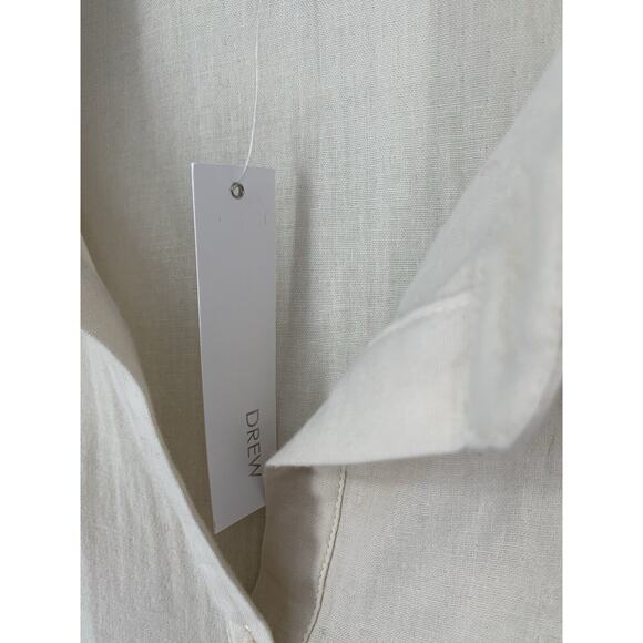 DREW Kylie Top Stone Drawstring Button Front Balloon Sleeve NWT $216 Cotton - Picture 12 of 14